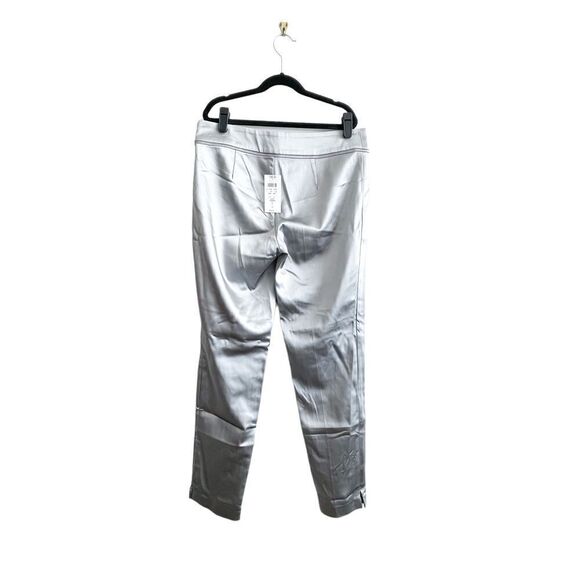 CACHE Shiny Silver Satin Slim Ankle Dress Pants Women's 6 Party Formal NWT - Picture 3 of 10